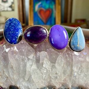 Elegant Silver Gemstone Ring Set